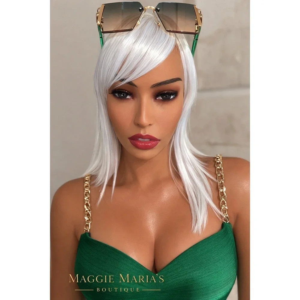 Sunglasses‎ Women Green Oversized Geometric Soft Handles